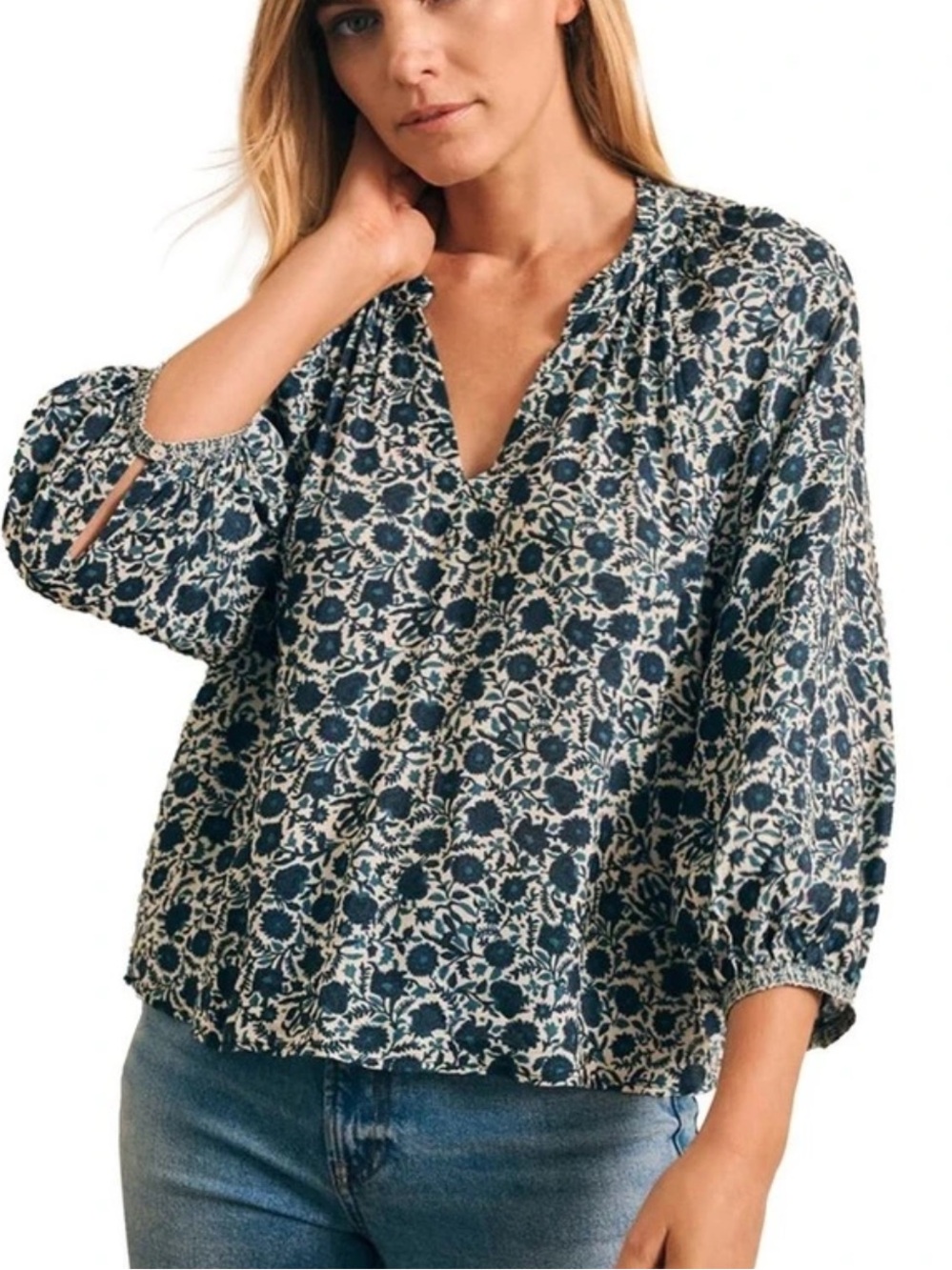 Faherty Portia Floral Blouse Size Medium